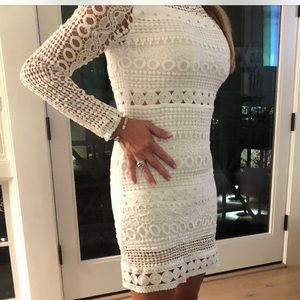White crocheted longsleeve dress